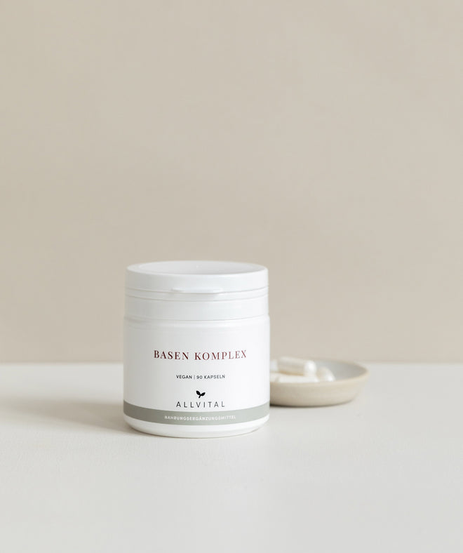 Allvital Base Complex contains basic mineral compounds of calcium, sodium and magnesium for a healthy acid-base balance. Allvital Base Complex contains basic mineral compounds of calcium, sodium and magnesium for a healthy acid-base balance.