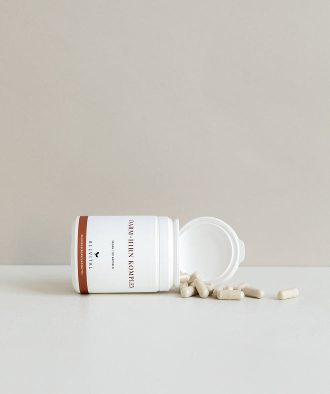 Allvital Gut-Brain Complex contains L-glutamine, choline and secondary plant compounds from cat's claw and lapacho. For healthy intestinal and brain function Allvital Gut-Brain Complex contains L-glutamine, choline and secondary plant compounds from cat's claw and lapacho. For healthy intestinal and brain function